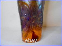 Vase pâte de verre irisé Jean Pierre Cinquilli à Saint Paul décor relief design