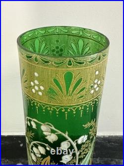 Vase rouleau Verre vert Muguet LEGRAS