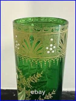 Vase rouleau Verre vert Muguet LEGRAS