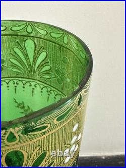 Vase rouleau Verre vert Muguet LEGRAS