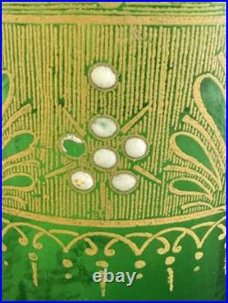 Vase rouleau Verre vert Muguet LEGRAS