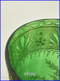 Vase rouleau Verre vert Muguet LEGRAS