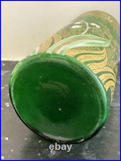 Vase rouleau Verre vert Muguet LEGRAS