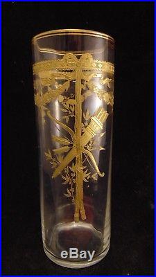 Vase rouleau en cristal avec décor en dorure Louis XVI, Baccarat St Louis