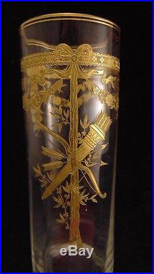 Vase rouleau en cristal avec décor en dorure Louis XVI, Baccarat St Louis