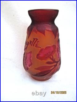 Vase signé GALLE TIP Décor floral dégagé à l'acide