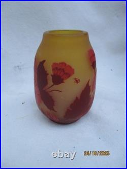 Vase signé GALLE TIP Décor floral dégagé à l'acide