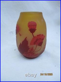 Vase signé GALLE TIP Décor floral dégagé à l'acide