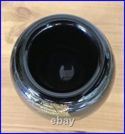 Vase signé Marcel Saba Verrerie de Biot Feuilles d'or Art verrier