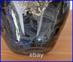 Vase signé Marcel Saba Verrerie de Biot Feuilles d'or Art verrier