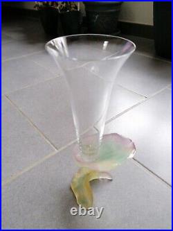 Vase soliflore DAUM France cristal et pâte de verre