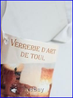 Vase soliflore en pate de verre verrerie d'art de toul hauteur 22 cm 900gr