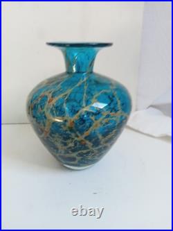 Vase soliflore signé verre épais hauteur 13,5 cm diamètre 11 cm 630gr