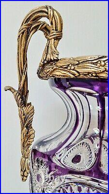 Vase taillé main style Napoleon III Martin Benito Cristal Frères bronze étoile
