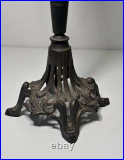 Vase tulipier en verre sur pied en métal, vase tulipe ancien, soliflore cornet
