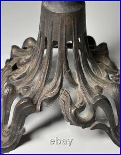 Vase tulipier en verre sur pied en métal, vase tulipe ancien, soliflore cornet