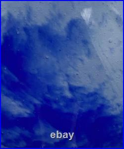 Vase verre Marmoréen Bleu Attribuable À André Delatte Art Deco H32cm Bel État