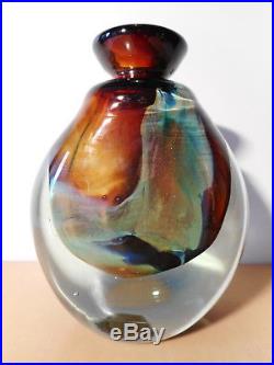 Vase verre contemporain verrerie Novaro Jean Claude décor inclusion signé