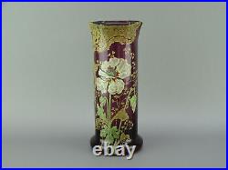 Vase verre émaillé Legras pavots Antique Legras French Art Glass Enameled 19 thc