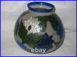 Vase verre émaillé par Mazoyer (gros fêle)