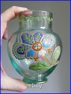 Vase verre émaillé style Persan attribué APPERT & IMBERTON Era Legras Gallé