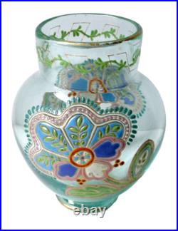 Vase verre émaillé style Persan attribué APPERT & IMBERTON Era Legras Gallé