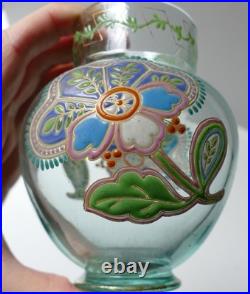 Vase verre émaillé style Persan attribué APPERT & IMBERTON Era Legras Gallé