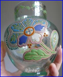 Vase verre émaillé style Persan attribué APPERT & IMBERTON Era Legras Gallé