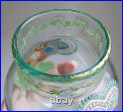 Vase verre émaillé style Persan attribué APPERT & IMBERTON Era Legras Gallé