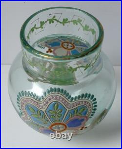 Vase verre émaillé style Persan attribué APPERT & IMBERTON Era Legras Gallé