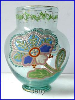 Vase verre émaillé style Persan attribué APPERT & IMBERTON Era Legras Gallé
