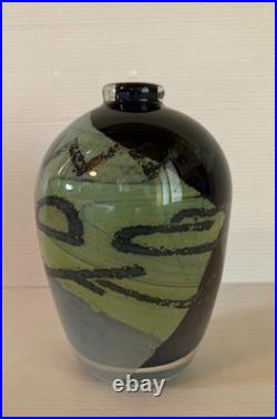 Vase verre épais à décor intercalaire de Nicolas Morin Le Pontil année 80 Japon