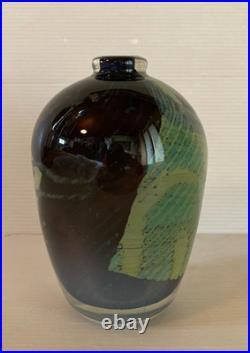 Vase verre épais à décor intercalaire de Nicolas Morin Le Pontil année 80 Japon