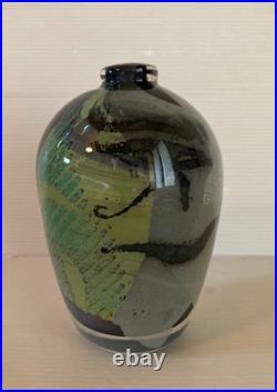 Vase verre épais à décor intercalaire de Nicolas Morin Le Pontil année 80 Japon