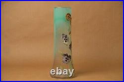 Vase verre fleurs pensées style Legras Montjoye Moser Lamartine art nouveau 1900
