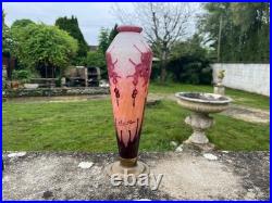 Vase verre multicouche dégagé à l'acide signé Charder Charles Schneider Art