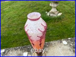 Vase verre multicouche dégagé à l'acide signé Charder Charles Schneider Art