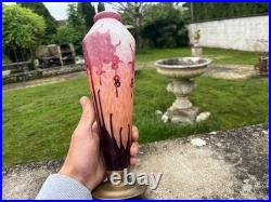 Vase verre multicouche dégagé à l'acide signé Charder Charles Schneider Art