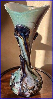 Vase verre soufflé Michèle Luzoro 1992 Hauteur 34 cm Verrerie d'art