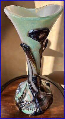 Vase verre soufflé Michèle Luzoro 1992 Hauteur 34 cm Verrerie d'art