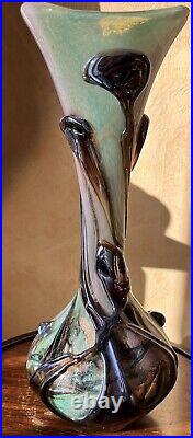 Vase verre soufflé Michèle Luzoro 1992 Hauteur 34 cm Verrerie d'art