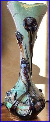 Vase verre soufflé Michèle Luzoro 1992 Hauteur 34 cm Verrerie d'art