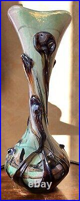 Vase verre soufflé Michèle Luzoro 1992 Hauteur 34 cm Verrerie d'art