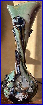 Vase verre soufflé Michèle Luzoro 1992 Hauteur 34 cm Verrerie d'art