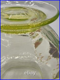 Vase verre soufflé coloré ouraline jaune émaillé décor floral Legras Art Nouveau