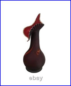 Vase vintage 1960 en pâte de verre. Tulipiers décor feuille fleur orchidée