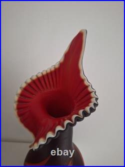 Vase vintage 1960 en pâte de verre. Tulipiers décor feuille fleur orchidée