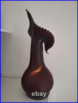 Vase vintage 1960 en pâte de verre. Tulipiers décor feuille fleur orchidée