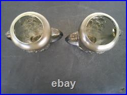 Vases Art Deco Verre Presse Moule Fume Les Campanules Verlys France Rare Paire