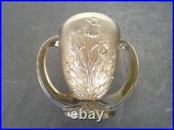 Vases Art Deco Verre Presse Moule Fume Les Campanules Verlys France Rare Paire